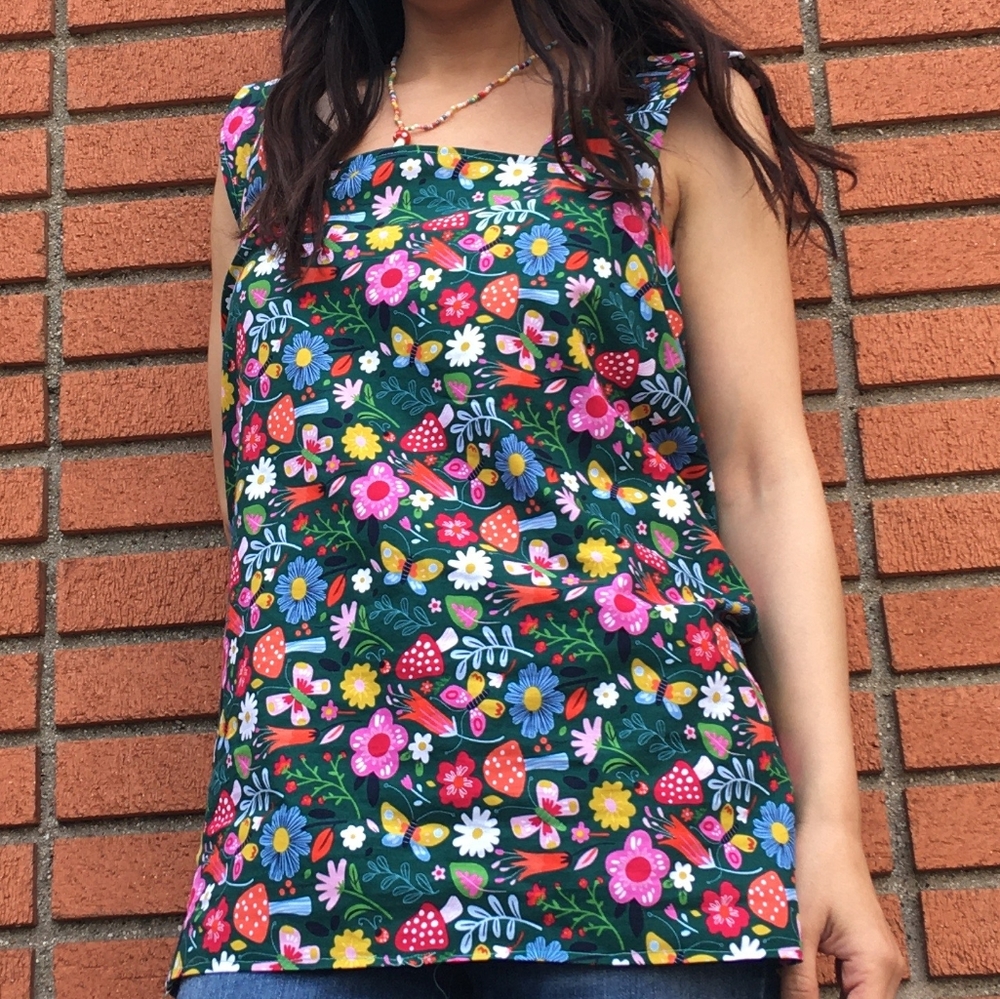 Mushroom Blouse, Butterfly Mushroom Print Blouse,Cottage Core Prairie Blouse